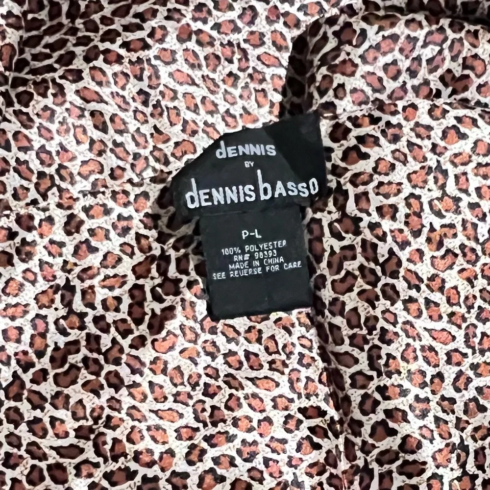 Dennis by Dennis Basso Brown Black Cream Satin Animal Print Scarf Large Unisex